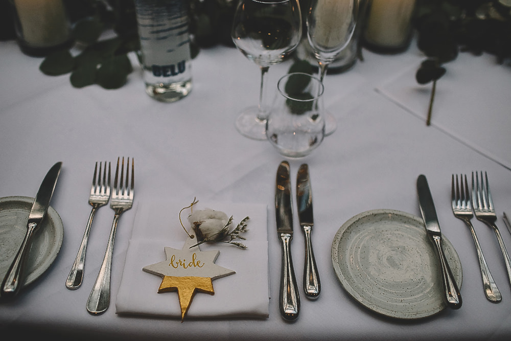 Christmas Decoration Bauble Favour Place Name Star Hampton Manor Wedding Carrie Lavers Photography
