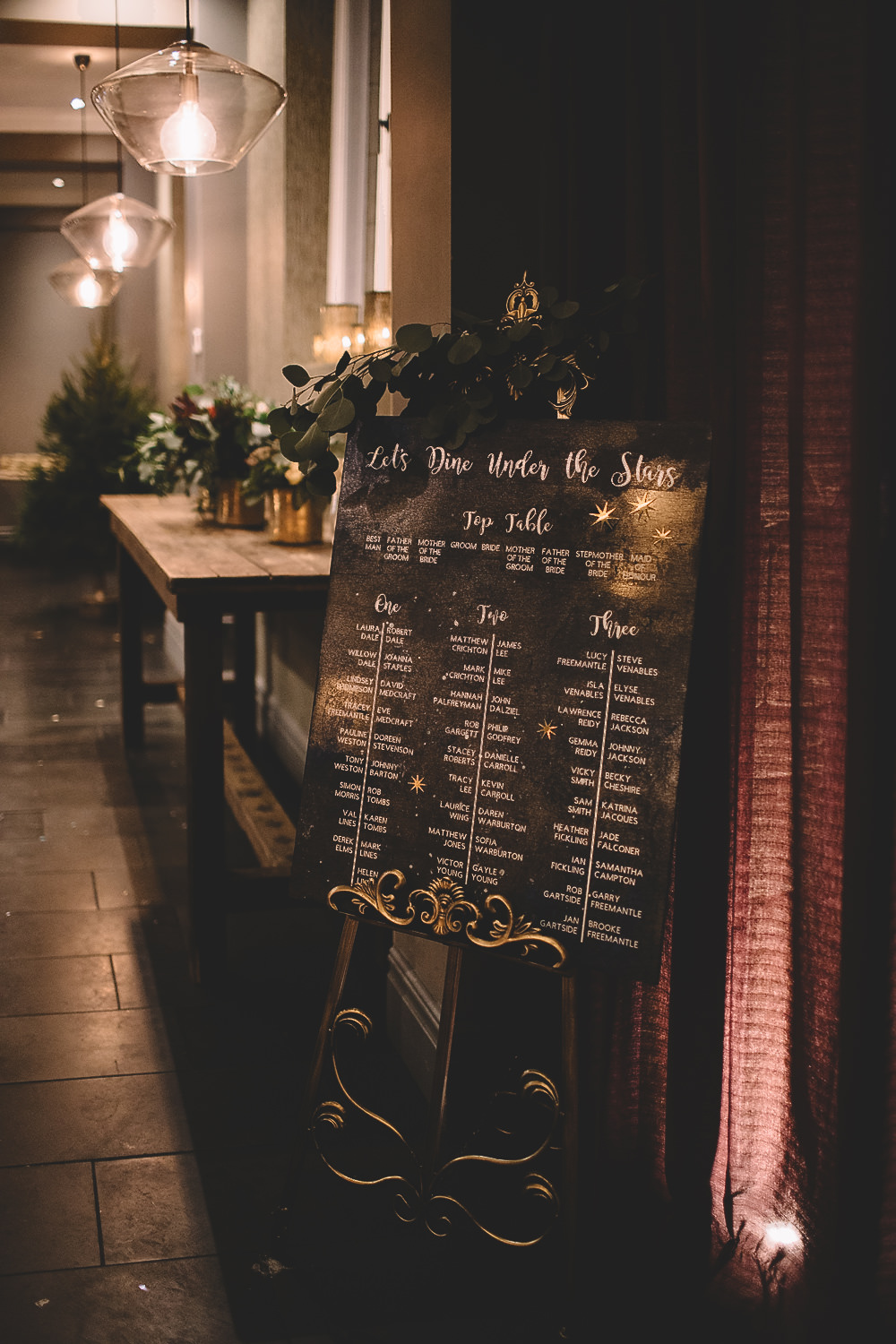 Celestial Star Starry Painted Sign Signage Signs Calligraphy Seating Plan Table Chart Hampton Manor Wedding Carrie Lavers Photography