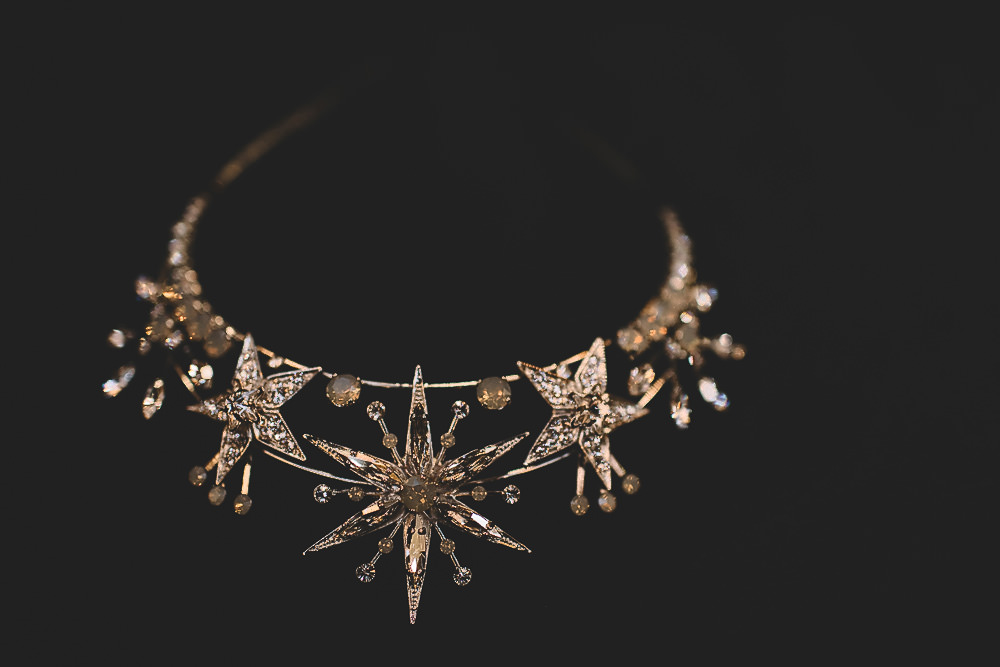 Hair Accessory Star Celestial Bride Bridal Gold Crown Hampton Manor Wedding Carrie Lavers Photography