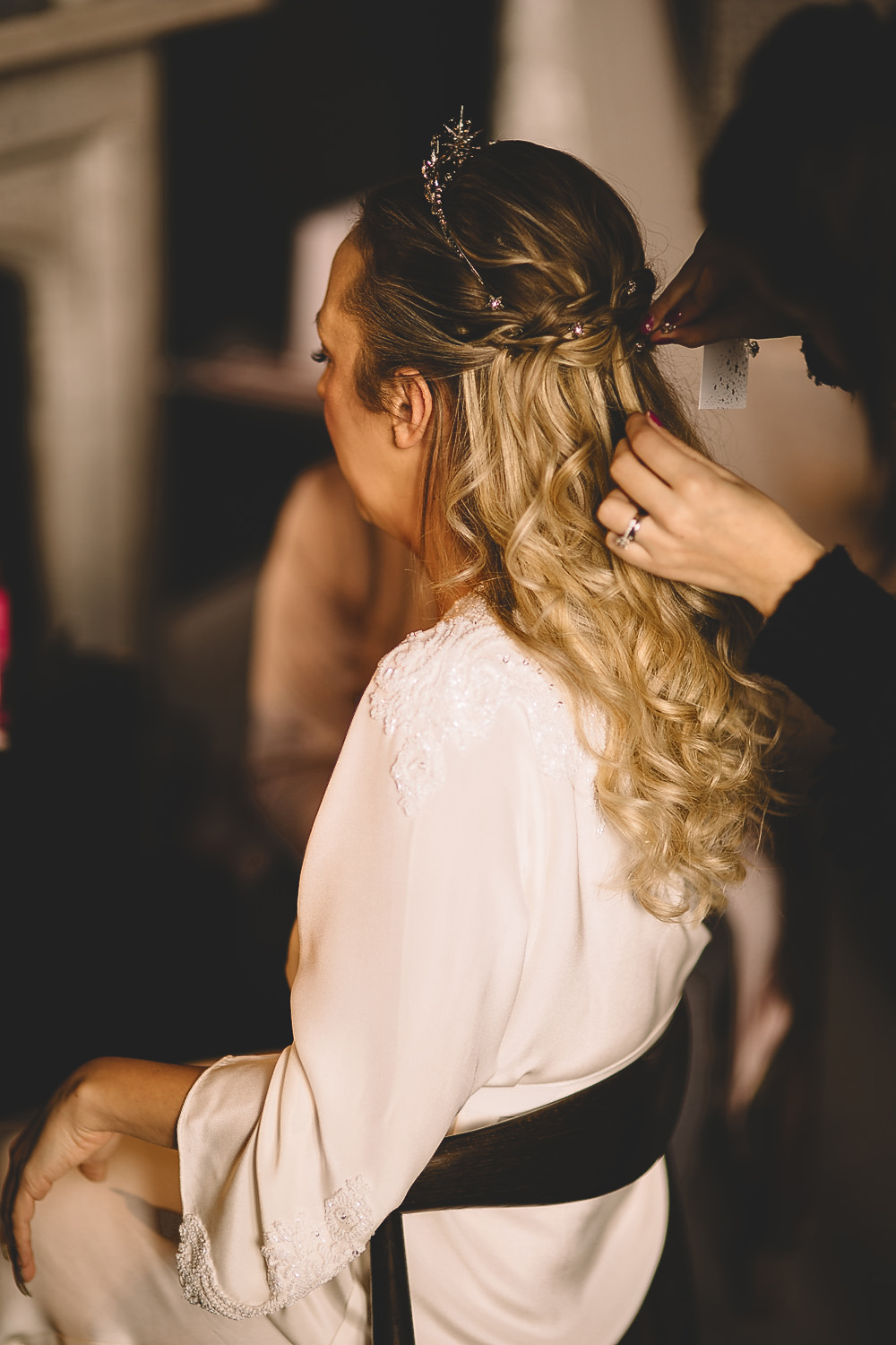Hair Bride Bridal Long Waves Plait Braid Hampton Manor Wedding Carrie Lavers Photography