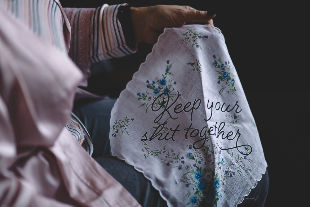 Handkerchief Embroidered Hampton Manor Wedding Carrie Lavers Photography