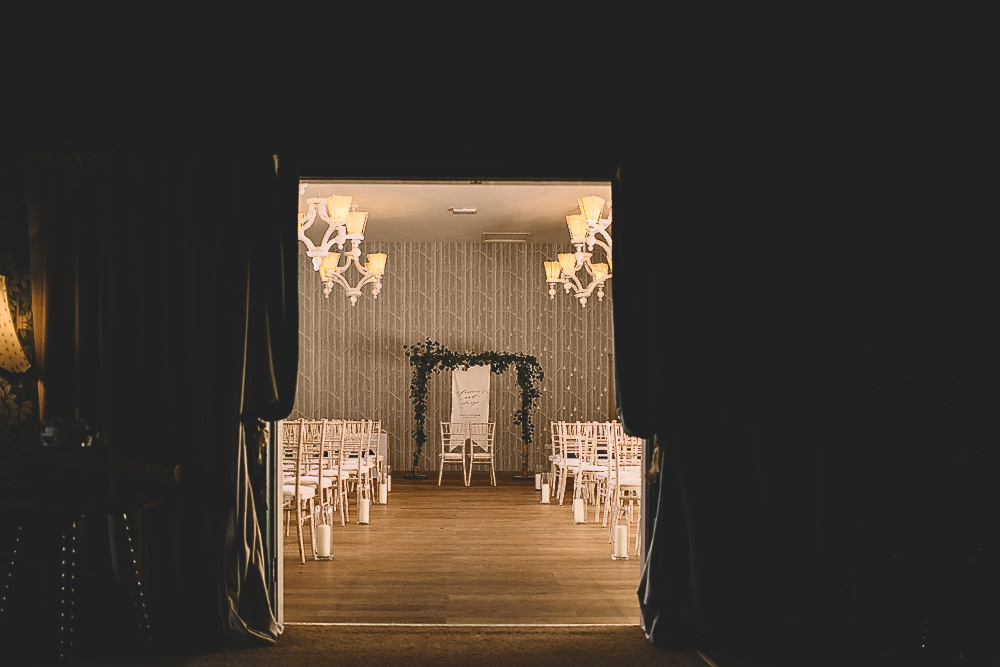 Ceremony Aisle Greenery Foliage Arrch Backdrop Banner Hampton Manor Wedding Carrie Lavers Photography