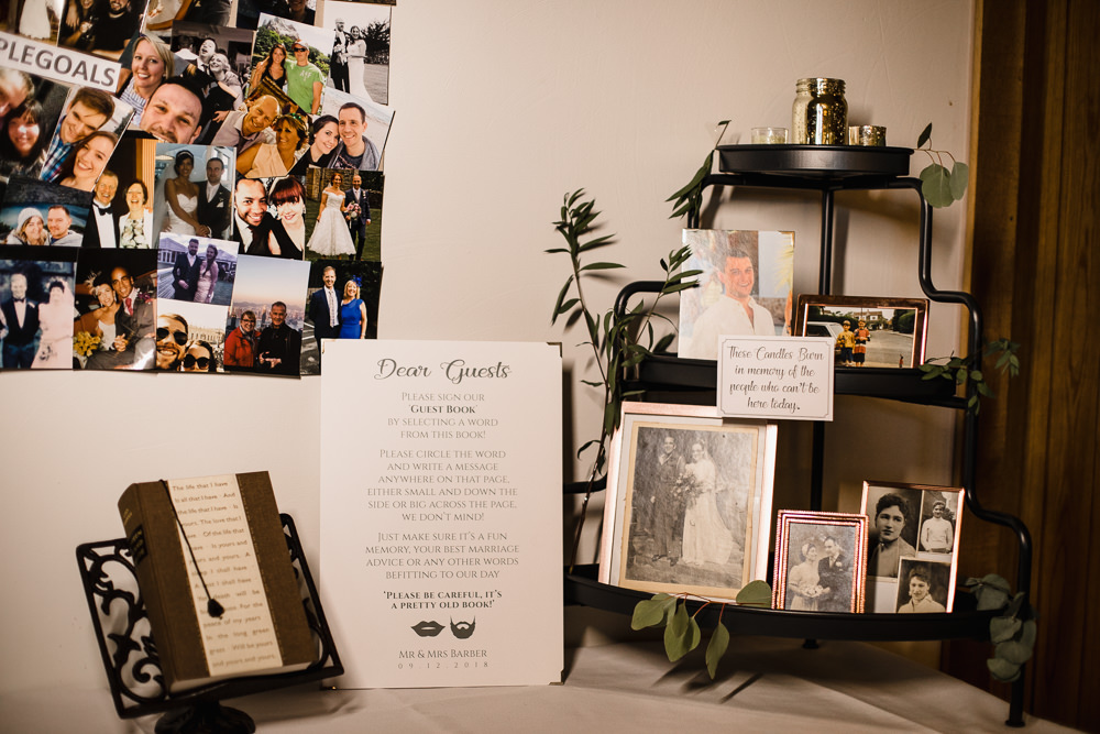 Guest Book Table Family Photo Hornington Manor Wedding Chris Barber Photography