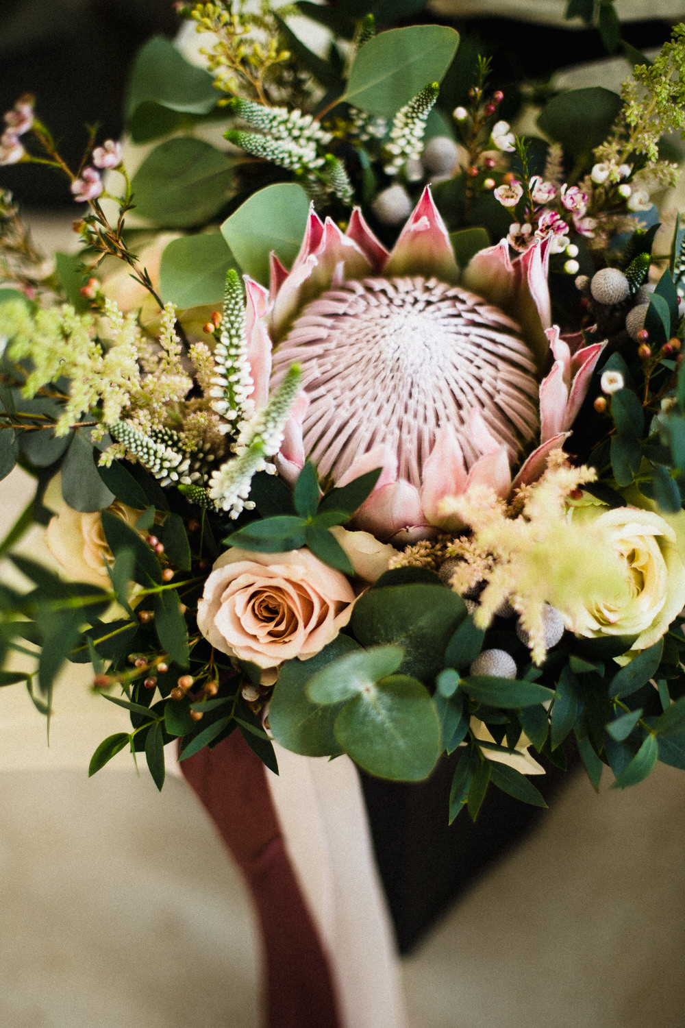 Bride Bridal Bouquet King Protea Hornington Manor Wedding Chris Barber Photography