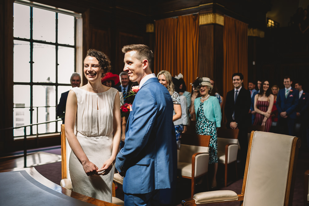Bride Bridal Dress Gown Bias Cut Art Deco Three Piece Blue Suit Groom Clapton Country Club Wedding Kate Jackson Photography
