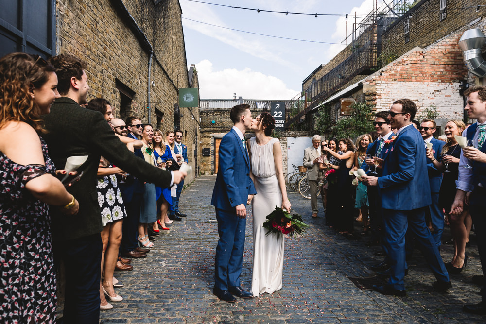 Bride Bridal Dress Gown Bias Cut Art Deco Three Piece Blue Suit Groom Clapton Country Club Wedding Kate Jackson Photography