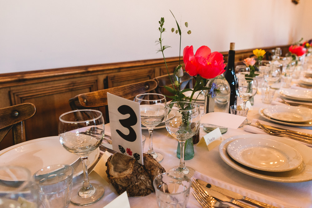 Wood Slice Table Number Bud Vase Florals Clapton Country Club Wedding Kate Jackson Photography