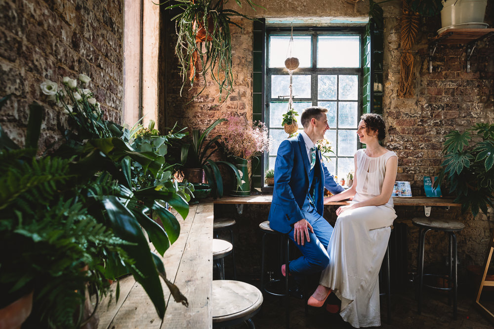 Bride Bridal Dress Gown Bias Cut Art Deco Three Piece Blue Suit Groom Clapton Country Club Wedding Kate Jackson Photography