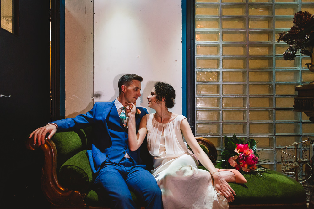 Bride Bridal Dress Gown Bias Cut Art Deco Three Piece Blue Suit Groom Clapton Country Club Wedding Kate Jackson Photography