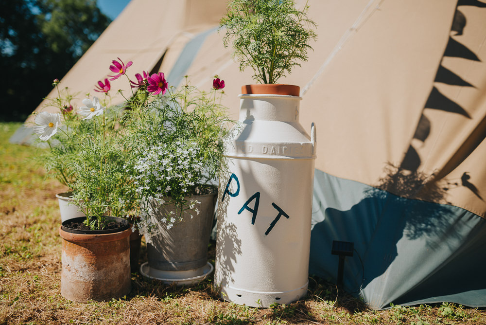 Milk Churn Foliage Tipi Kittisford Barton Wedding Joab Smith Photography