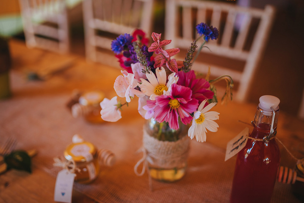 Jam Jar Lace Floral Flowers Hessian Kittisford Barton Wedding Joab Smith Photography
