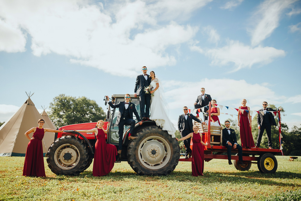 Bride Bridal Dress Gown Sweetheart Bolero Off Shoulder Lace Navy Suit Groom Burgundy Oxblood Bow Tie Bridesmaids Maxi Kittisford Barton Wedding Joab Smith Photography