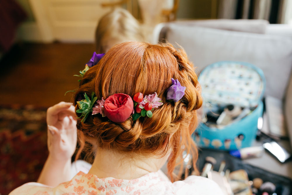 Bride Bridal Halo Braid Plait Flowers Left Bank Leeds Wedding Amber Marie Photography