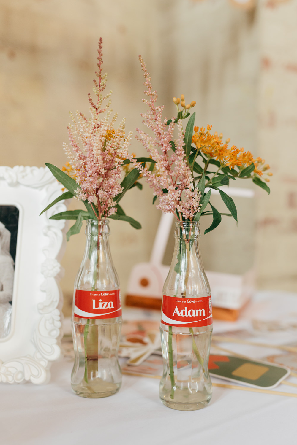 Name Coke Bottle Flower Floral Personalised Left Bank Leeds Wedding Amber Marie Photography