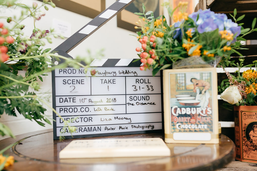 Clapper Board Flowers Floral Left Bank Leeds Wedding Amber Marie Photography