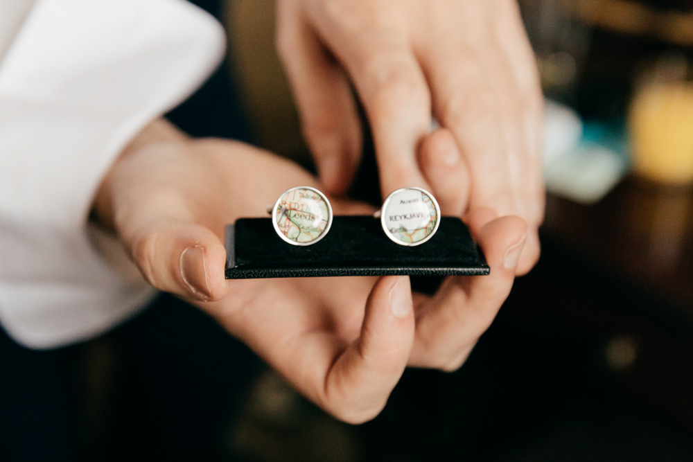 Map Cufflinks Left Bank Leeds Wedding Amber Marie Photography