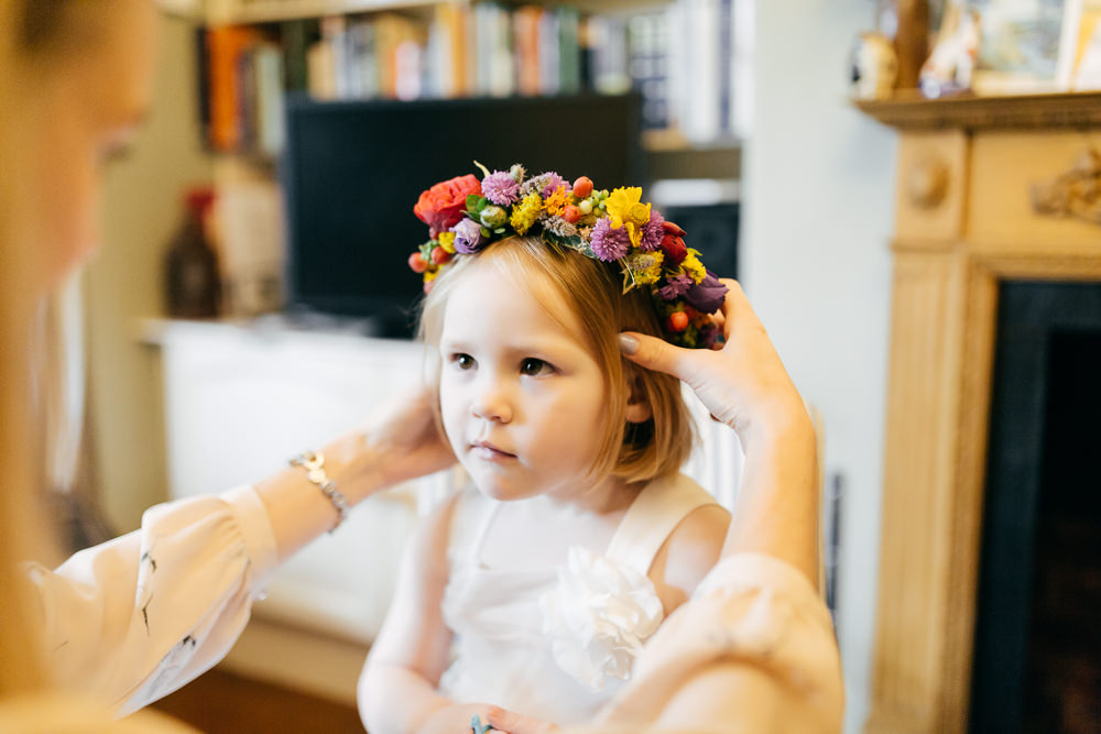 Flower Girl Floral Crown Left Bank Leeds Wedding Amber Marie Photography