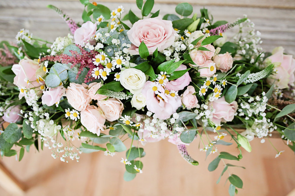 Flowers Pink Lisianthus Daisy Ceremony Table Rose Milling Barn Wedding Victoria Mitchell Photography