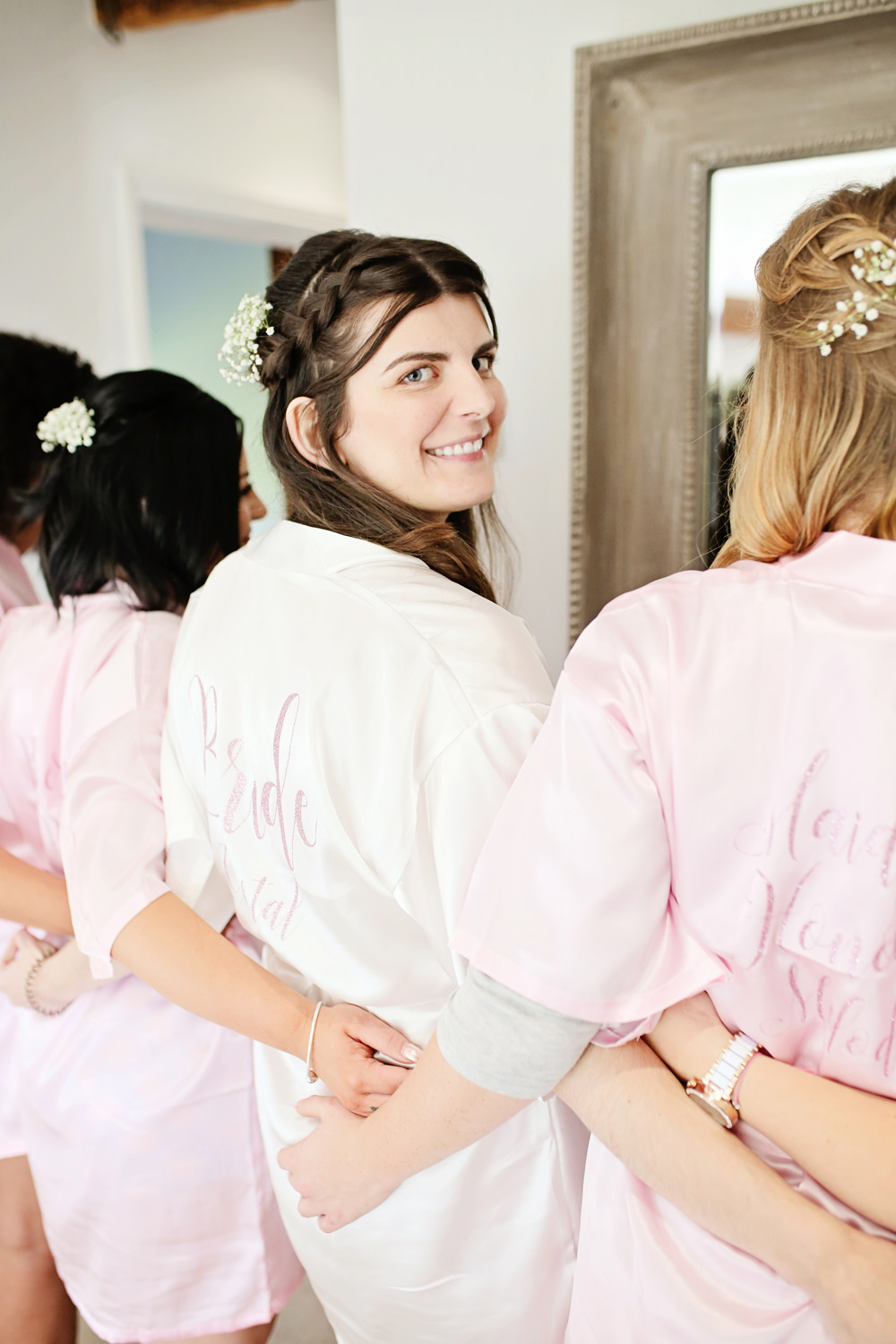 Bride Bridal Robe Dressing Gown Milling Barn Wedding Victoria Mitchell Photography