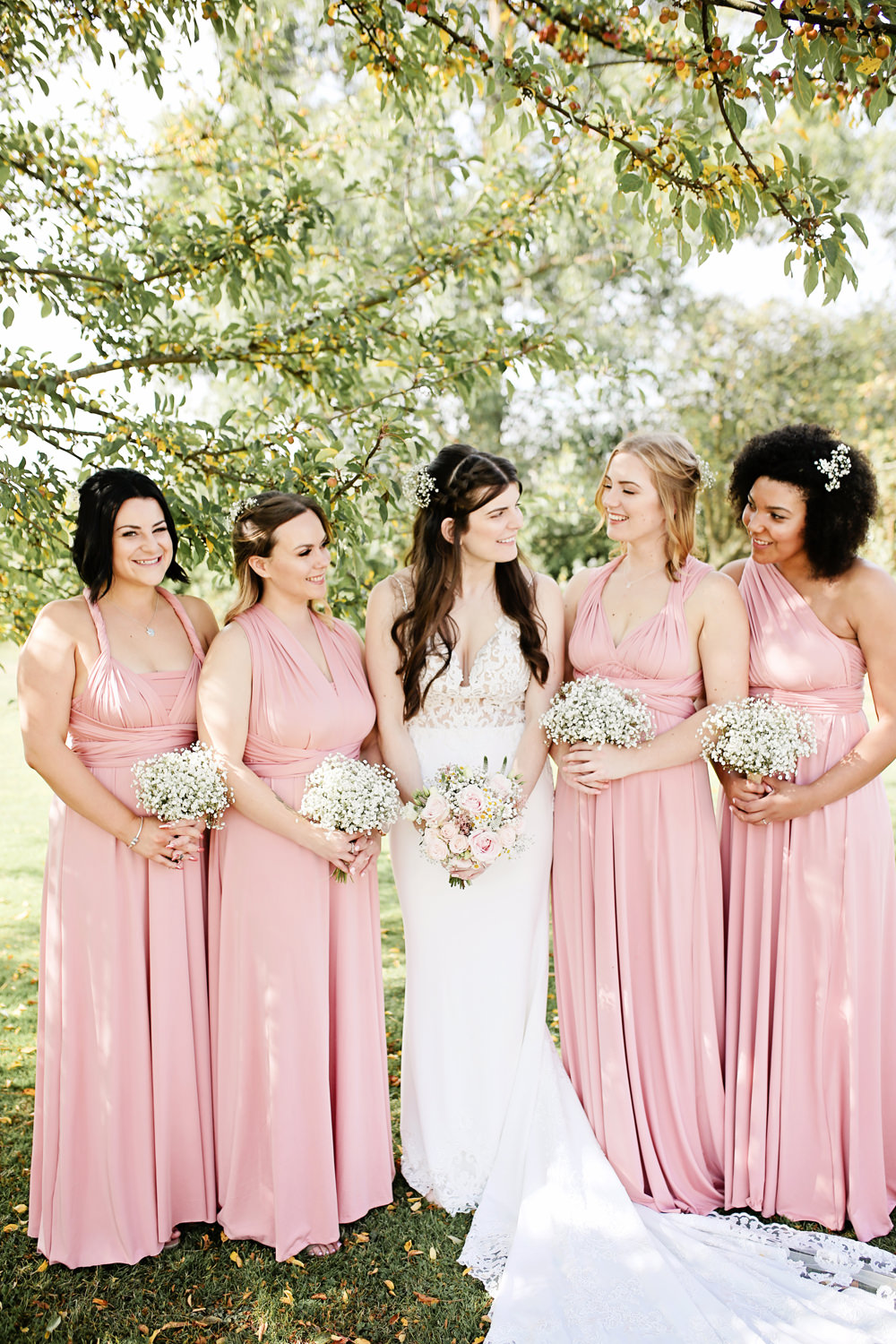 Bridesmaids Pink Bridesmaid Dress Dresses Long Maxi Multiway Milling Barn Wedding Victoria Mitchell Photography