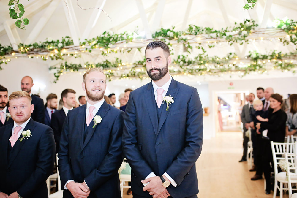 Groom Suit Navy Pink Tie Groomsmen Milling Barn Wedding Victoria Mitchell Photography