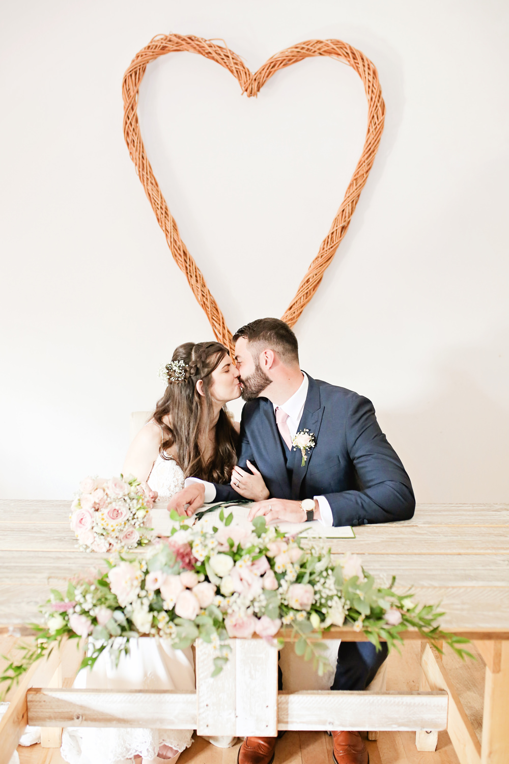 Wicker Heart Ceremony Aisle Backdrop Milling Barn Wedding Victoria Mitchell Photography