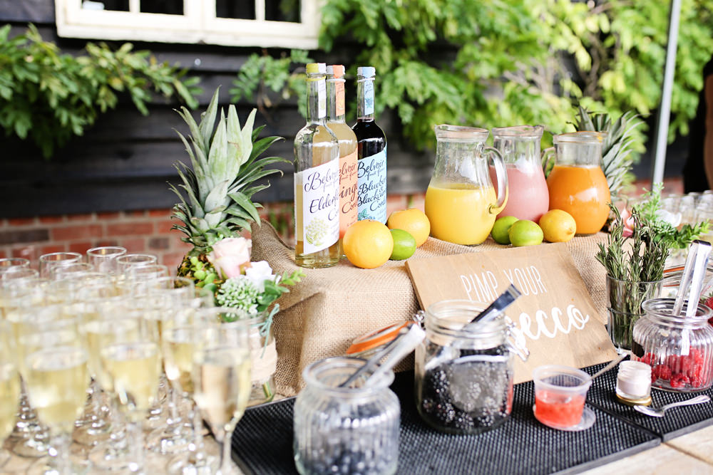 Pimp Your Prosecco Bar Stand Station Milling Barn Wedding Victoria Mitchell Photography