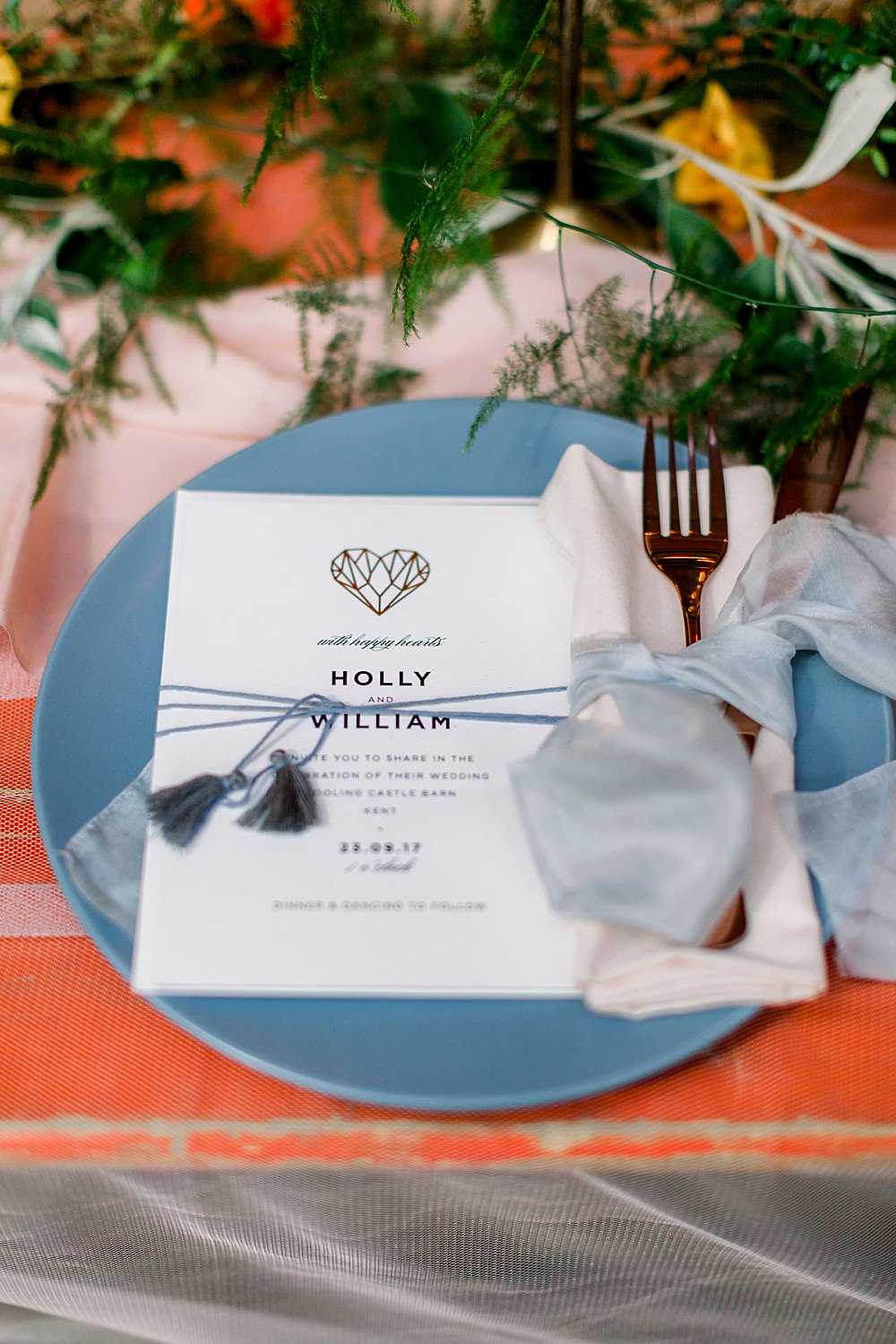 Place Setting Decor Heart Stationery Tassel Natural Boho Industrial Wedding Ideas Jo Bradbury Photography