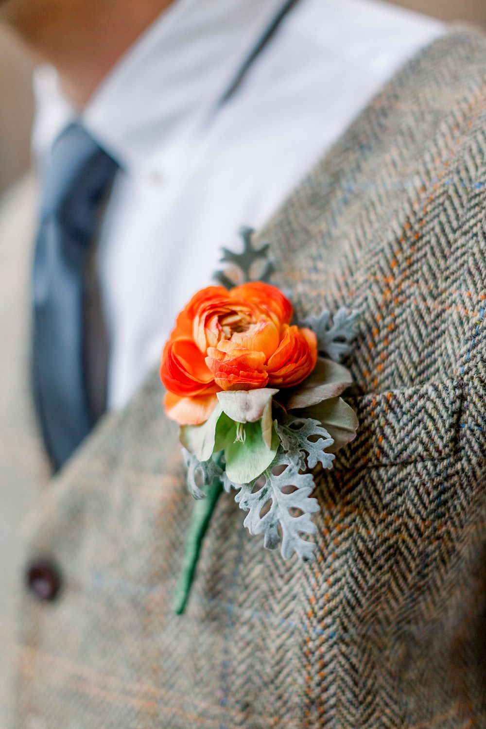 Flower Buttonhole Groom Groomsmen Ranunculus Natural Boho Industrial Wedding Ideas Jo Bradbury Photography