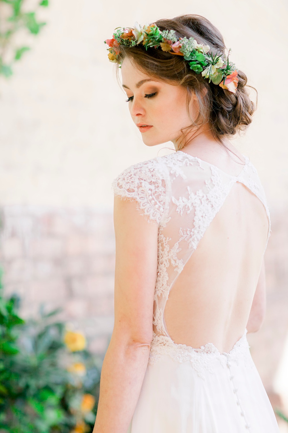 Dress Gown Bride Bridal Stelfox Bride Lace Open Back Natural Boho Industrial Wedding Ideas Jo Bradbury Photography