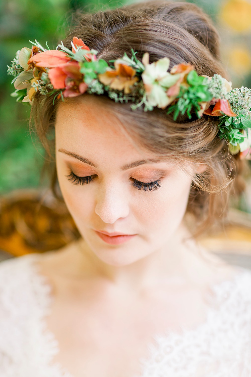Flower Crown Bride Bridal Make Up Natural Boho Industrial Wedding Ideas Jo Bradbury Photography