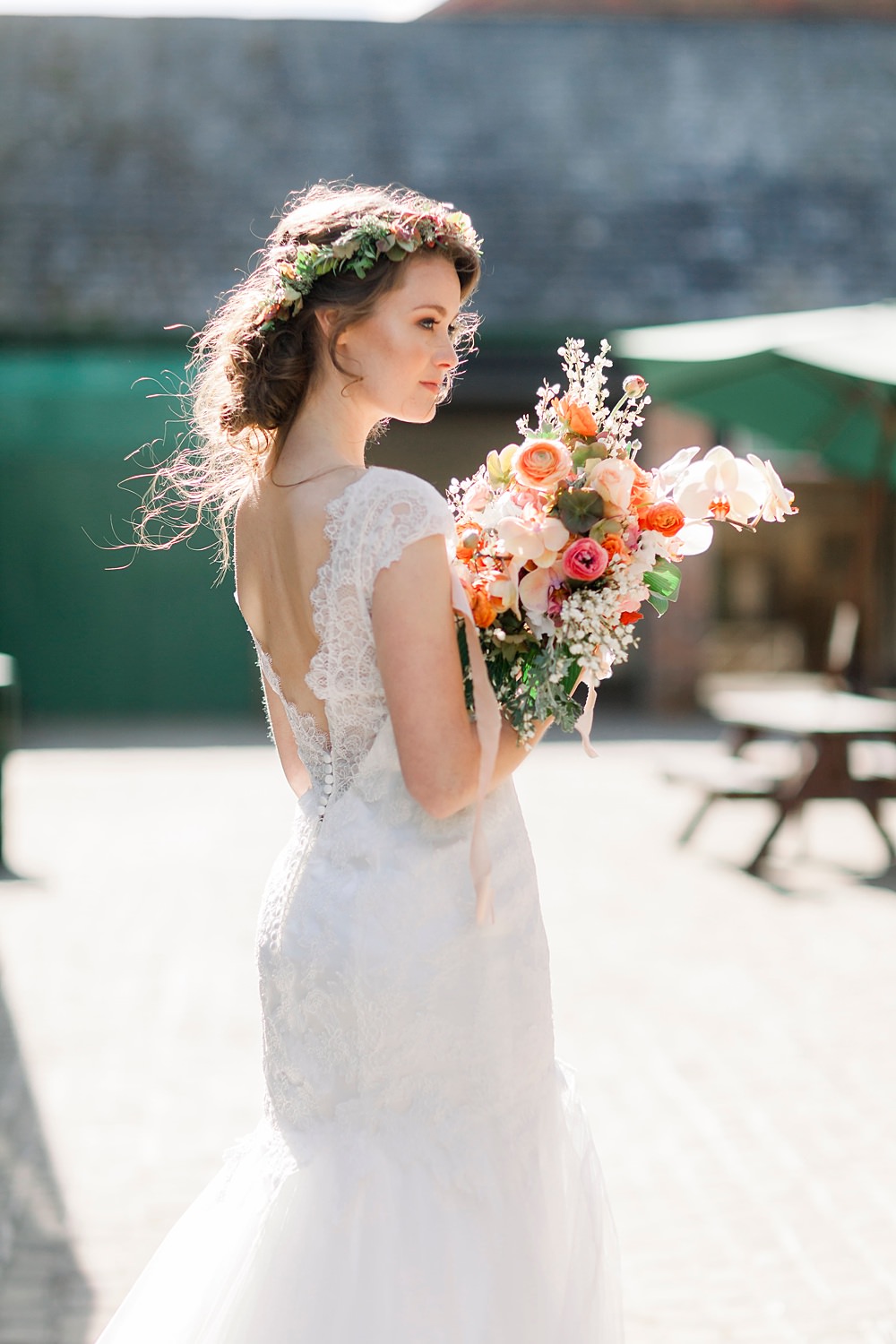 Dress Gown Bride Bridal Stelfox Bride Lace Cap Sleeves Natural Boho Industrial Wedding Ideas Jo Bradbury Photography