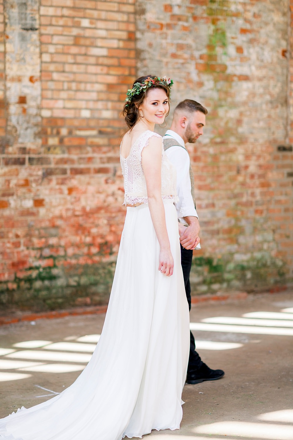 Dress Gown Bride Bridal Stelfox Bride Lace Top Skirt Natural Boho Industrial Wedding Ideas Jo Bradbury Photography