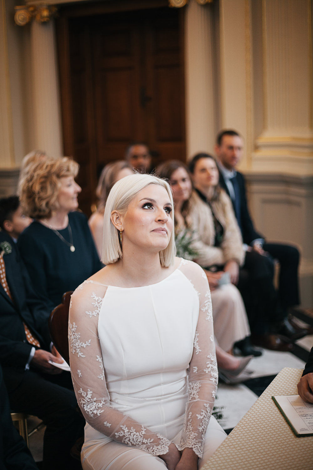 Bride Bridal House of Ollichon Jumpsuit Trousers Lace Sleeves Back Greenery Foliage Bouquet Flowers Orleans House Gallery Wedding My Beautiful Bride Photography