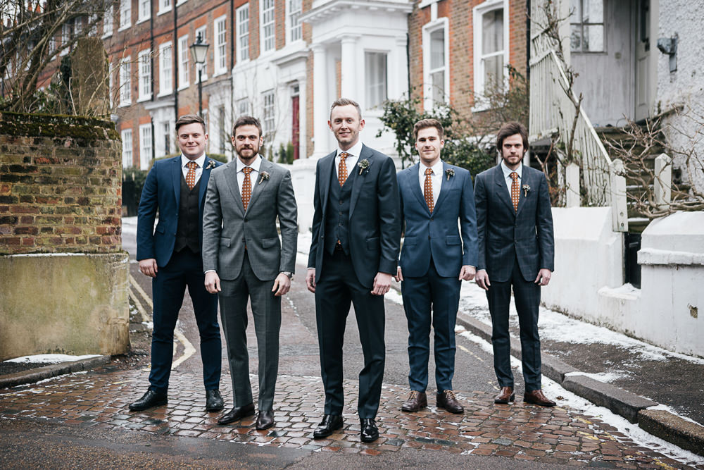 Groom Groomsmen Suits Orange Tie Polka Dot Spotty Orleans House Gallery Wedding My Beautiful Bride Photography