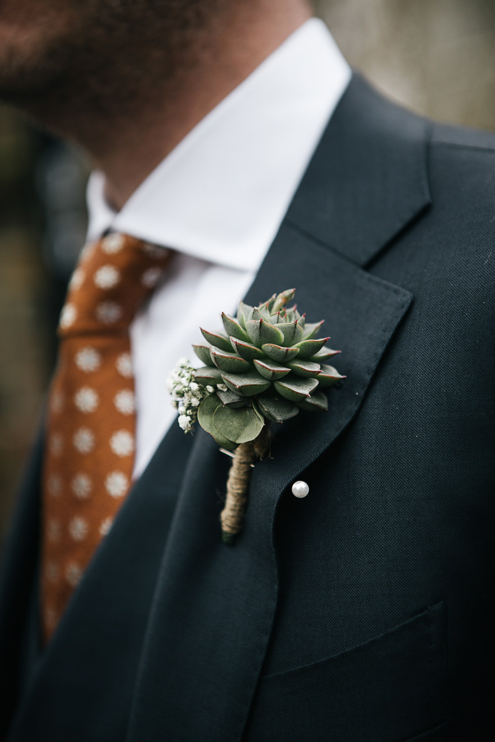 Groom Groomsmen Suits Orange Tie Polka Dot Spotty Succulent Buttonhole Orleans House Gallery Wedding My Beautiful Bride Photography