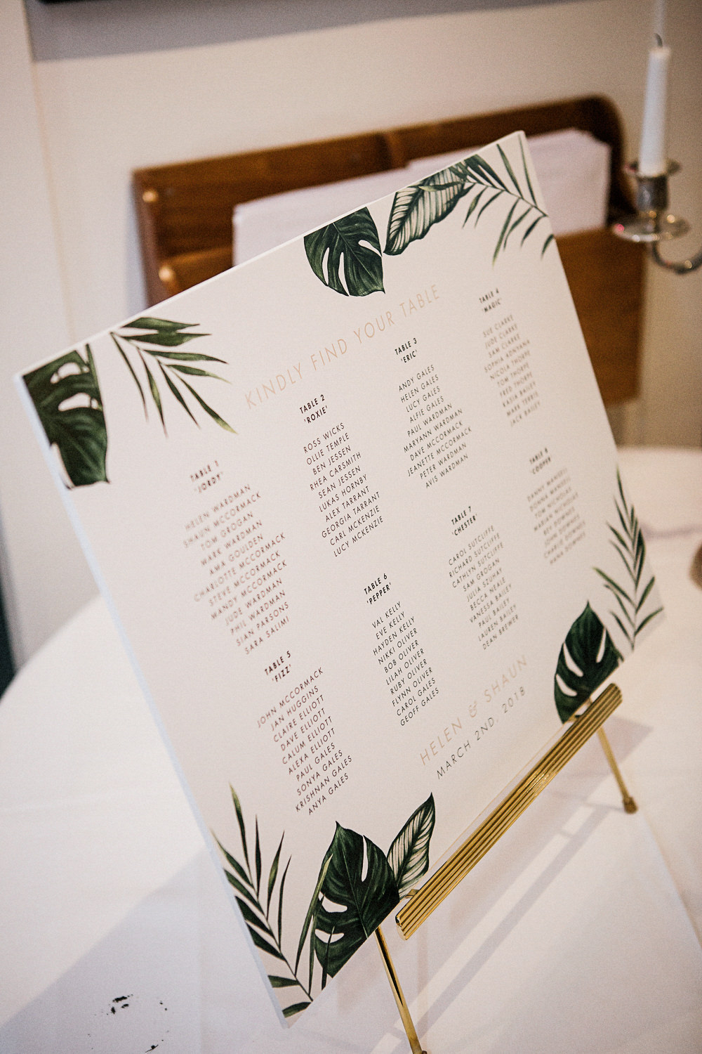 Tropical Palm Print Botanical Seating Plan Table Chart Orleans House Gallery Wedding My Beautiful Bride Photography