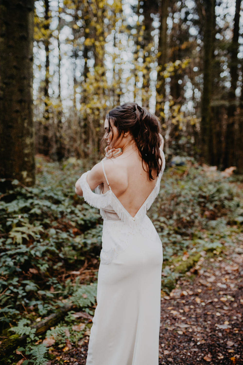 Bride Bridal Dress Gown Bohemian Flowing Tassel Fringe Outdoor Woodland Wedding Ideas Geometric Meraki Wedding Photography