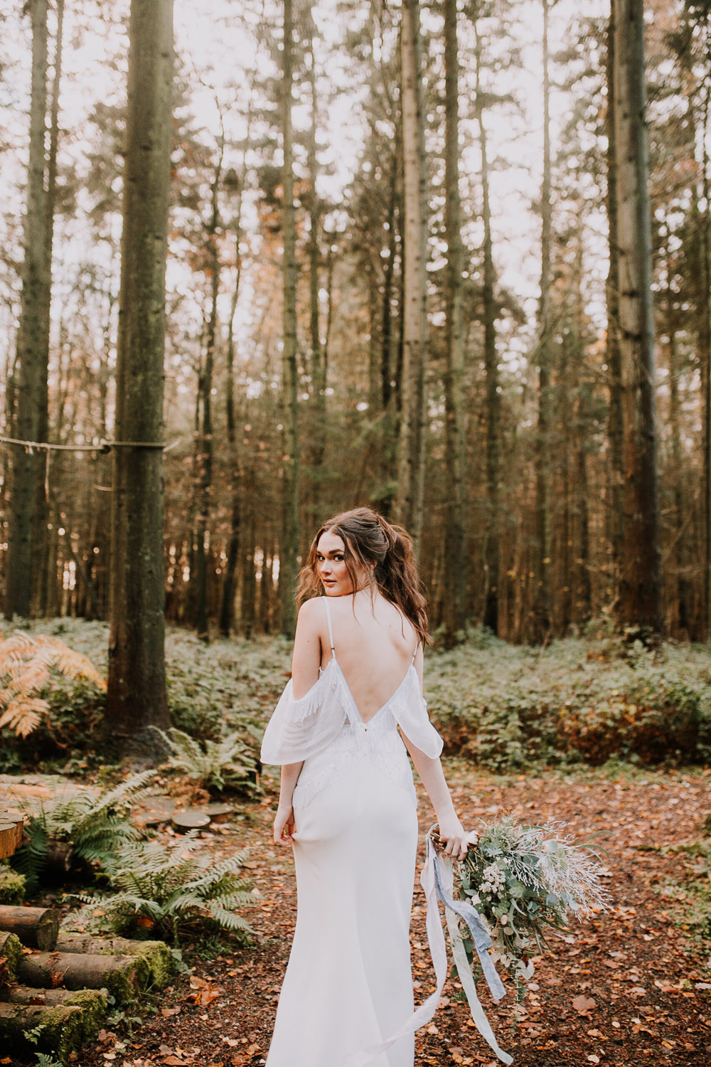 Bride Bridal Dress Gown Bohemian Flowing Tassel Fringe Outdoor Woodland Wedding Ideas Geometric Meraki Wedding Photography