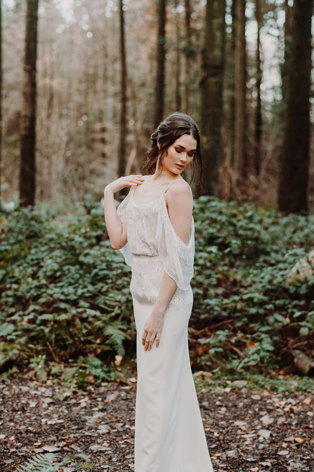 Bride Bridal Dress Gown Bohemian Flowing Tassel Fringe Outdoor Woodland Wedding Ideas Geometric Meraki Wedding Photography