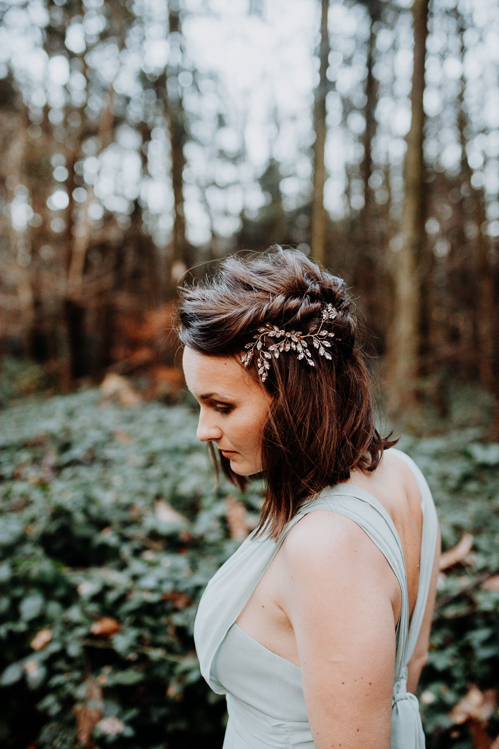 Bride Bridal Bridesmaid Hair Style Half Up Half Down Accessory Twist Outdoor Woodland Wedding Ideas Geometric Meraki Wedding Photography