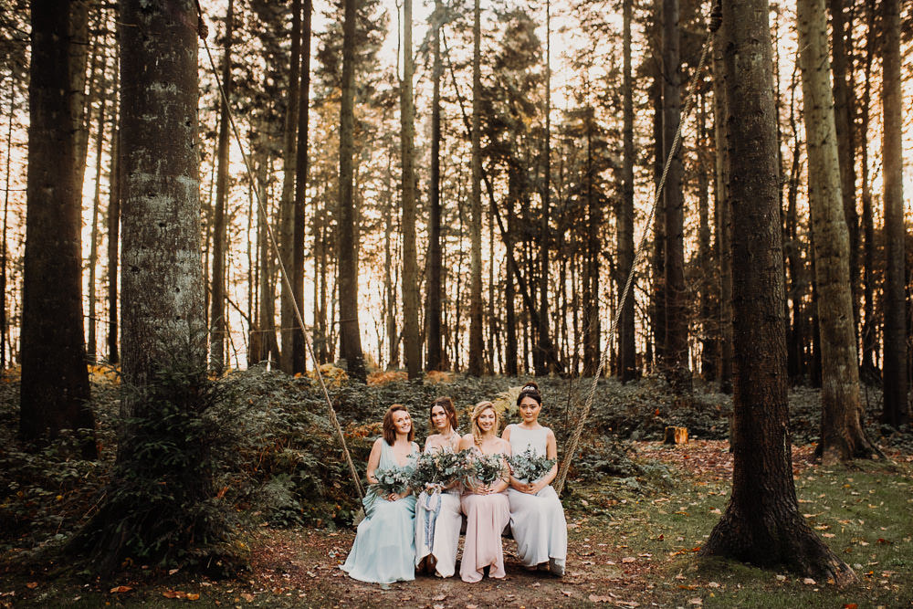 Bridesmaids Bridesmaid Dresses Pastel Dress Swing Outdoor Woodland Wedding Ideas Geometric Meraki Wedding Photography
