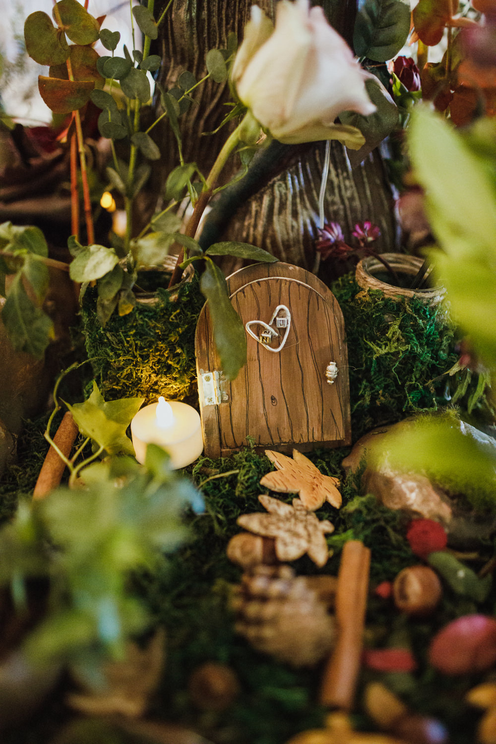Centrepiece Decor Greenery Foliage Autumn Autumnal Door Ox Pasture Hall Wedding Photography34