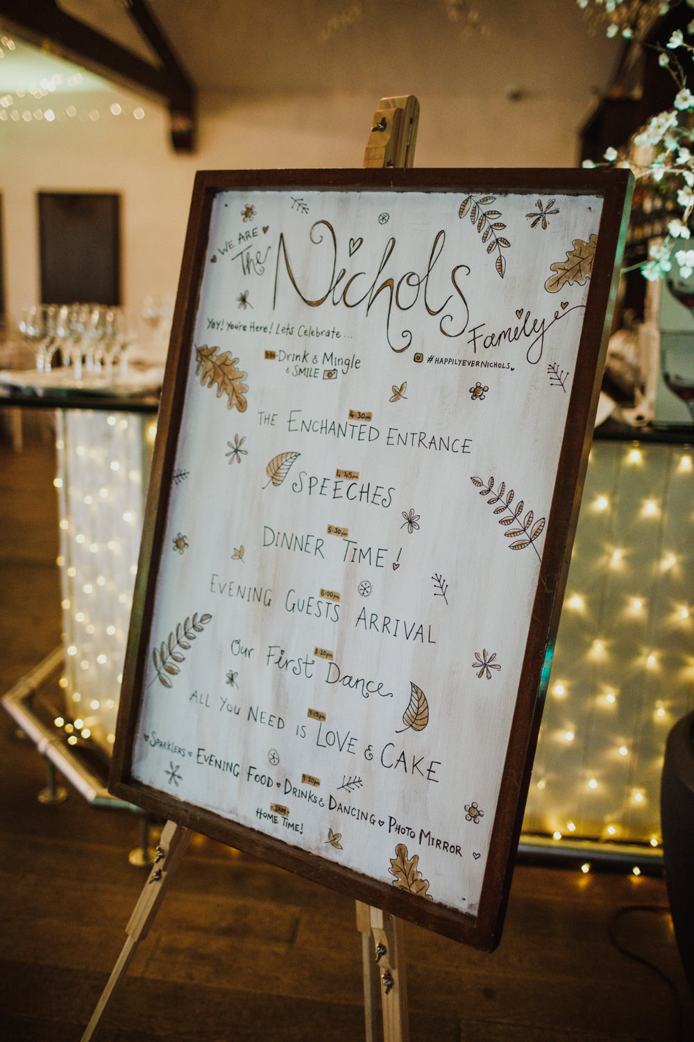 Sign Autumn Autumnal Signage Timings Leaf Leaves Ox Pasture Hall Wedding Photography34