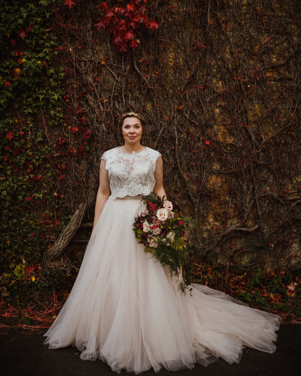 Bride Bridal Dress Gown Lace Top Tulle Skirt Ox Pasture Hall Wedding Photography34