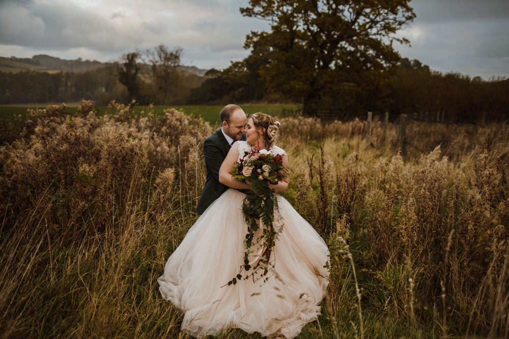 Bride Bridal Bouquet Flowers Greenery Foliage Trailing Cascading Astilbe Rose Dahlia Burgundy Ox Pasture Hall Wedding Photography34
