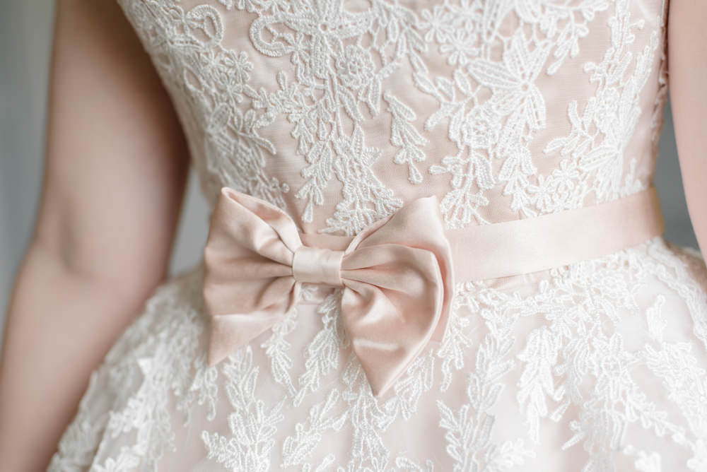 Bride Bridal Blush Bow Belt Penally Abbey Wedding Eleanor Jane Photography