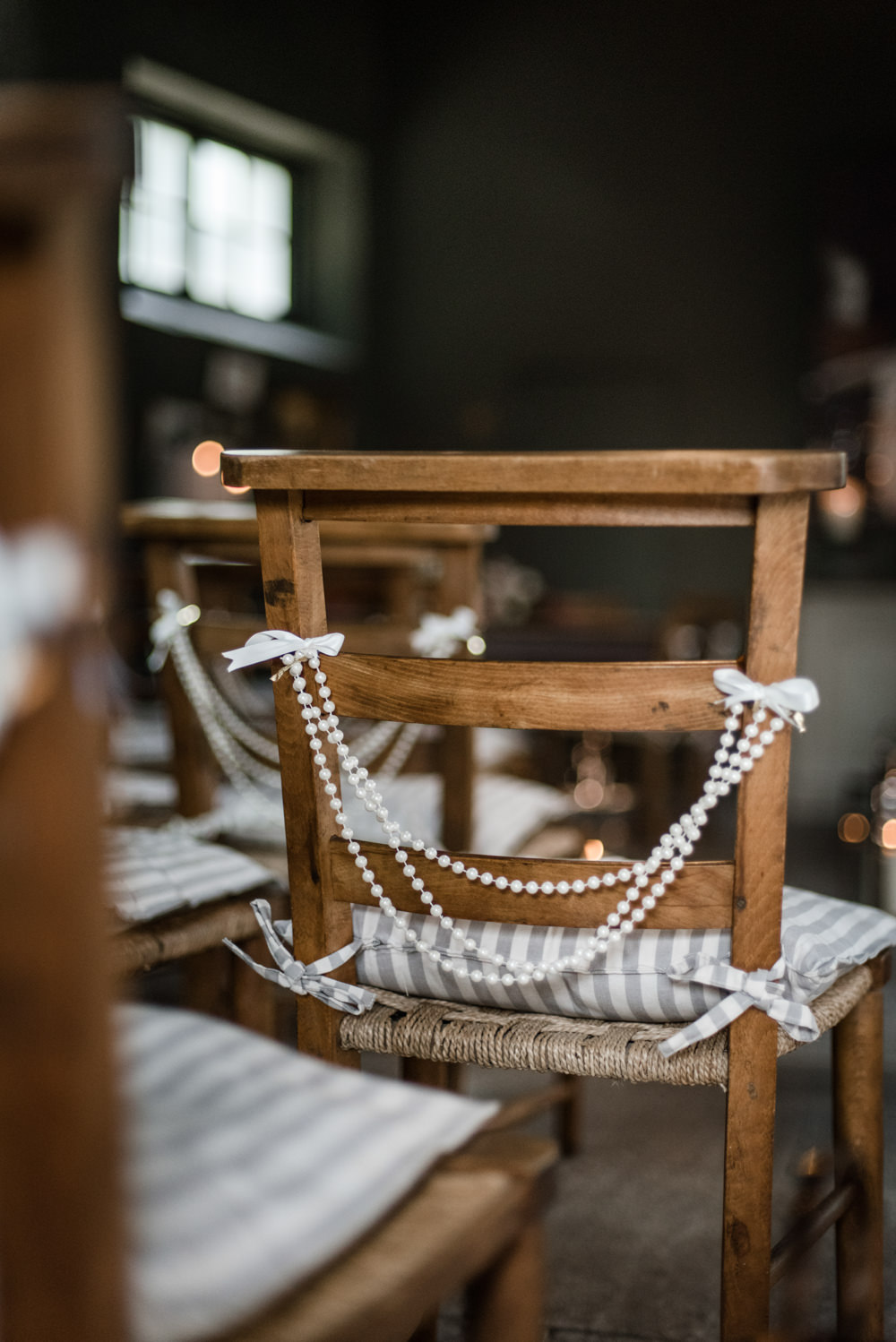 Pearl Chair Back Decoration Penally Abbey Wedding Eleanor Jane Photography