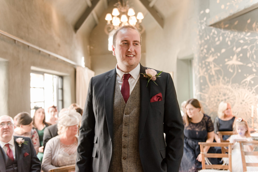 Tweed Waistcoat Three Piece Suit Groom Penally Abbey Wedding Eleanor Jane Photography