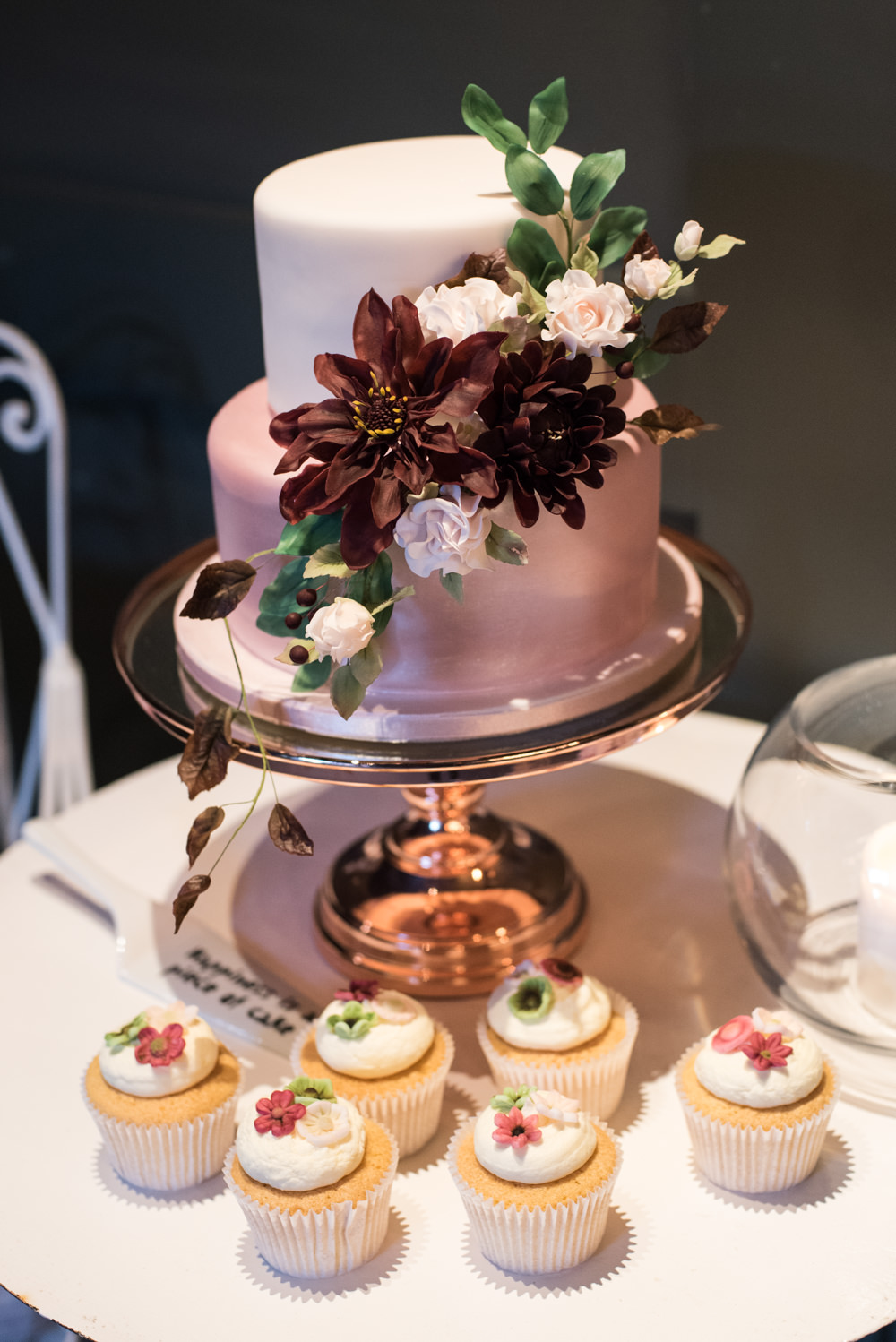 Pink Traditional Cake Flowers Floral Penally Abbey Wedding Eleanor Jane Photography